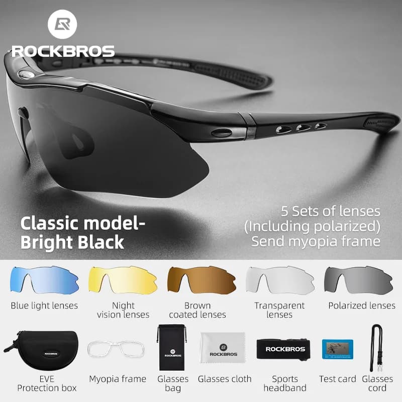 Polarized Cycling Sunglasses with 5 Lenses