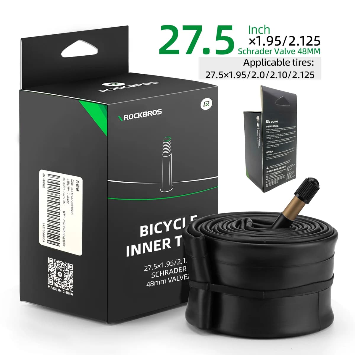 26/27.5 Inch Butyl Rubber Bike Inner Tube 48mm Valve
