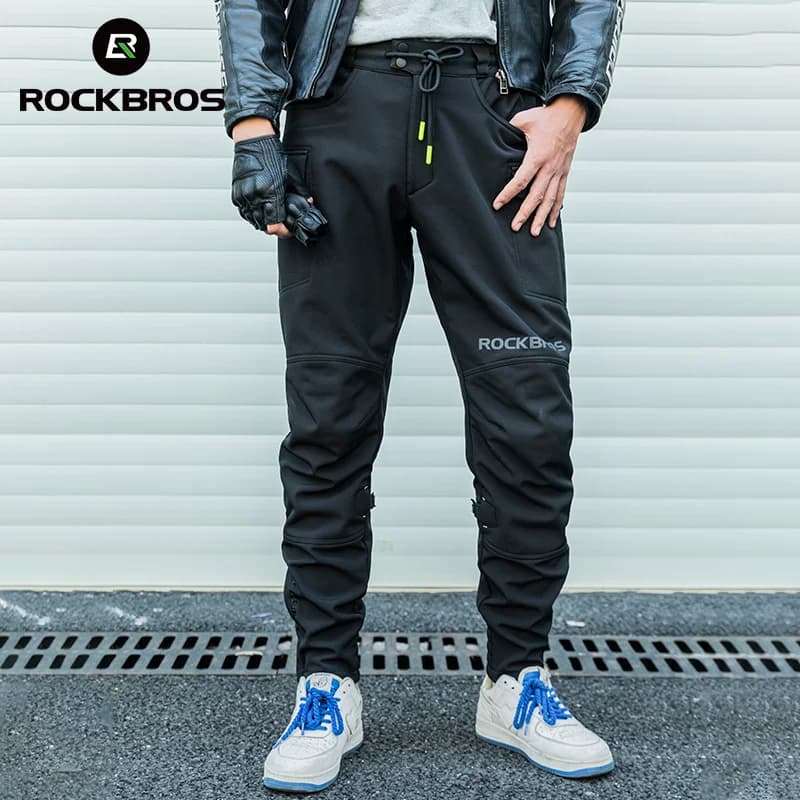 Winter Fleece Motorcycle Pants with Knee and Hip Protection