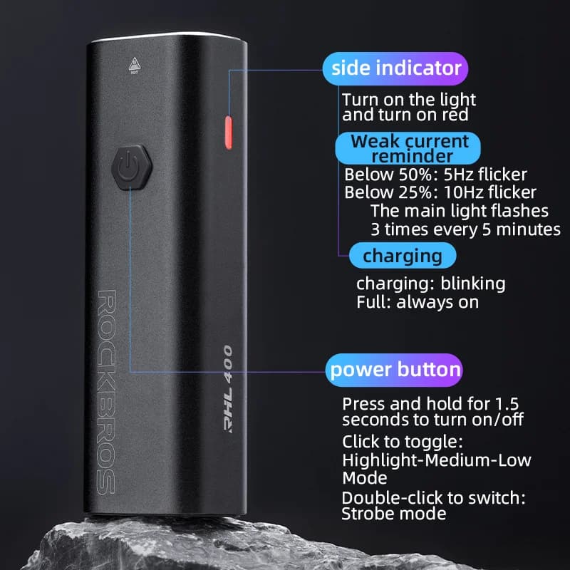 200LM-400LM Type-C Rechargeable LED Bike Light