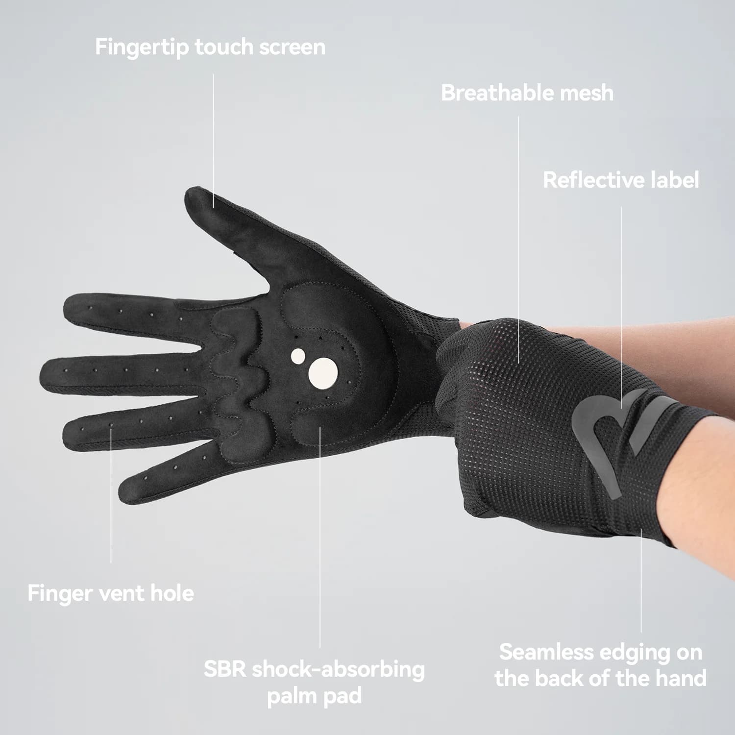 Touch Screen Shock Absorbing Full Finger Gloves