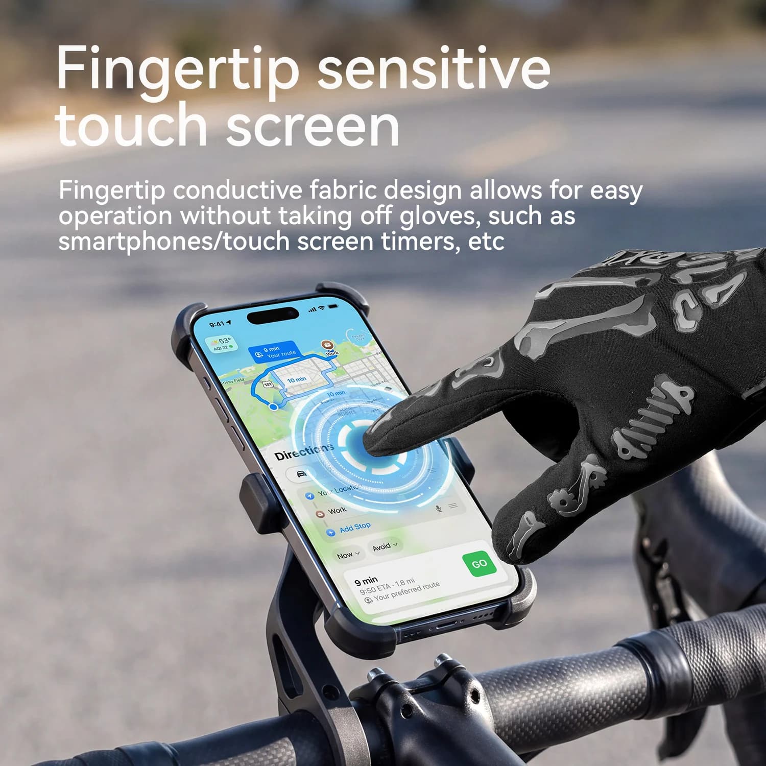 Spring Summer Breathable Shockproof Touchscreen Cycling Gloves