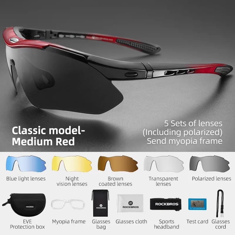 Polarized Cycling Sunglasses with 5 Lenses