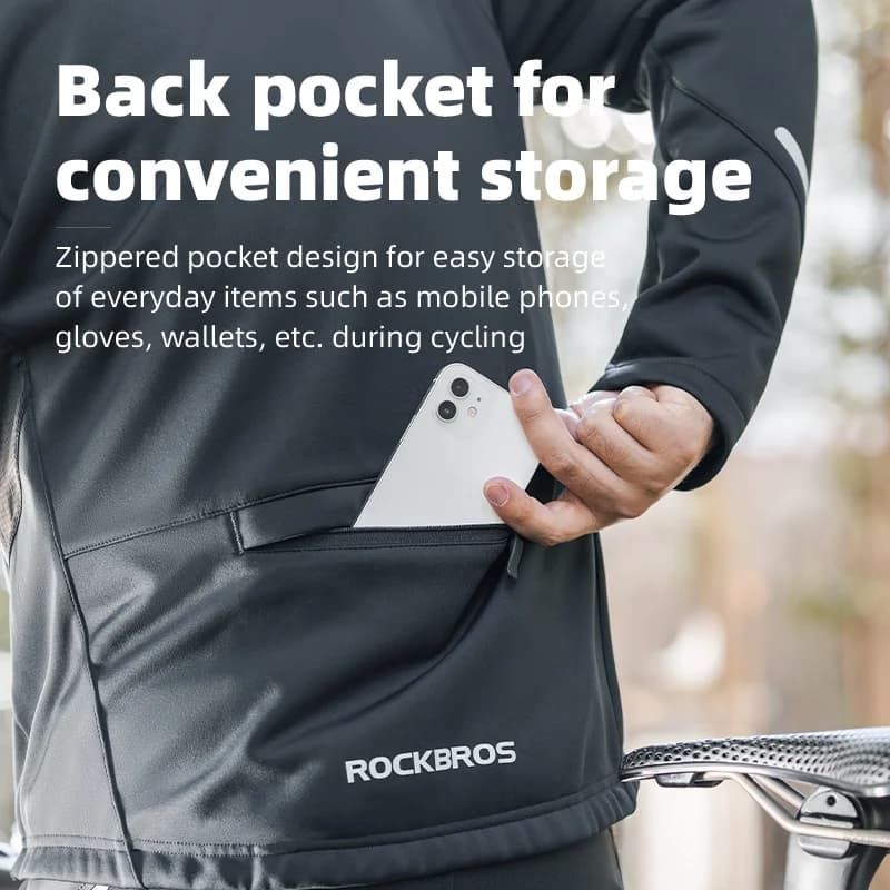 Men's Winter Windproof Thermal Fleece Hooded Cycling Jacket