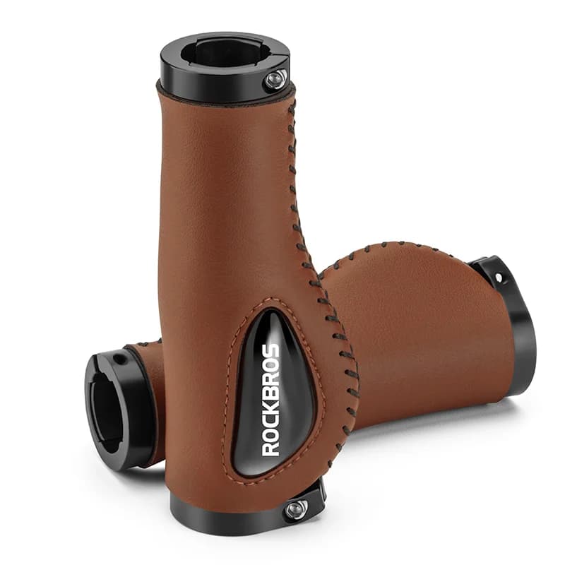 Shockproof Silicone and Leather Bike Grips